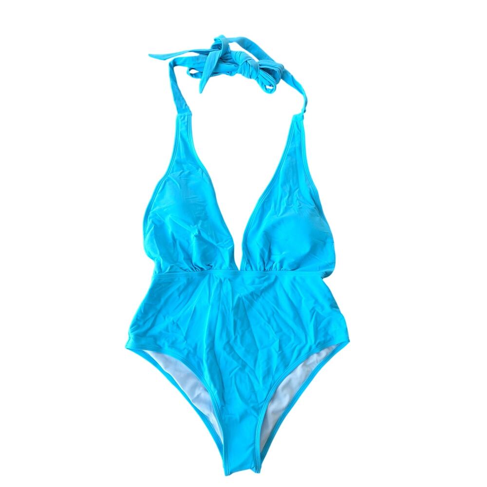 Cupshe Halter Top Deep V One Piece Swimsuit Size L NWT